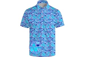 HUURAY Funny Golf Polos for Men Funny Print Short Sleeve Golf Shirts Quick-Dry Polo Shirts Short Sleeve Hawaiian Polo Shirts