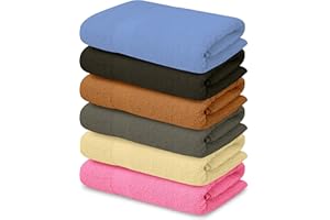 QUBA LINEN 100% Cotton Bath Towels-27x54inch - 6 Pack Shower Towels - Light Weight, Ultra Absorbent Towels for Bathroom (Multi Color)