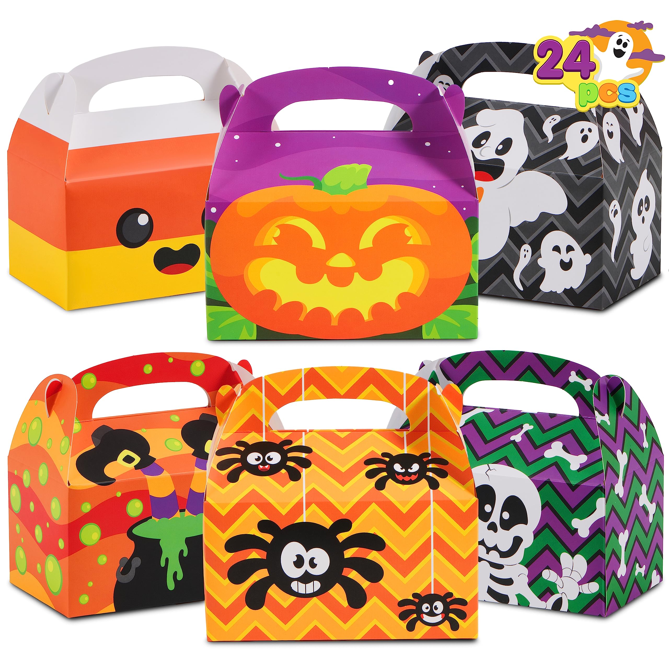 JOYIN Pack of 24 Halloween Gift Boxes House Cardboard Goodie Box for Trick or Treat, Halloween Candy Container for Halloween Party Favour and Birthday Party Decoration 15.2 cm x 15.2 cm x 8.9 cm
