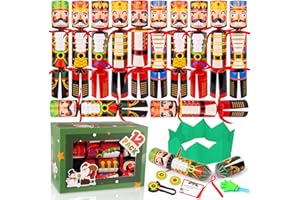 NAWITDA 12 Pack Christmas No-Snap Party Table Favors, Xmas Table Favor with Party Hat, Joke & Little Gift Inside, Christmas Seasonal Holiday Dinner Traditions Supplies for Kids and Adults