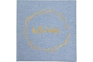 Kate & Milo Linen Baby Book, First 5 Years Memory Book, Newborn Milestone Journal, Baby Boy Keepsake, Denim Blue