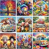 GREENCRUISE 9 Pack Diamond Painting Kits for Adults, 5D Diamond Art Kits for Beginners, DIY Full Drill Paint with Diamond, Home Wall Decor 12 x 12 Inch TYPE5