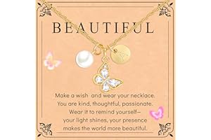 Miss Chipmunk Christmas Gifts for Grandkids, Butterfly Initial Necklace for Girls,14K Gold Plated Letter Butterfly Pendant Birthday Christmas Gifts for Girls, Stocking Stuffers for Teens Girls