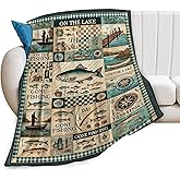 Fishing Blanket Fish Throw Blanket Soft Warm Cozy Fleece Fuzzy Plush Flannel Blankets Gifts for Fisherman Men Boys Kids Women 40"X50"