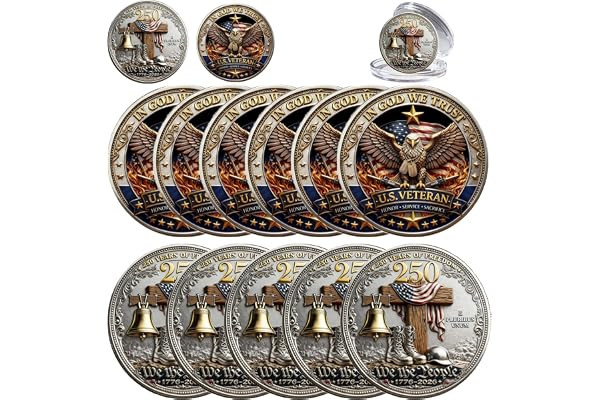 1776-2026 Collectible Challenge Coin, Double-Sided Decorative Token with Eagle-Inspired Design, Keepsake Display Coin for Collectors, Desk Decor and Shadow Box (Coin-10pcs)