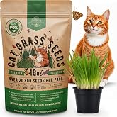 Organo Republic Cat Grass Seeds Mix - 20,800 Non-GMO Heirloom Seeds for Cats &amp; Pets, 16 oz Pack for Growing Fresh Barley, Oat, Rye &amp; Wheat Grass Seeds for Planting, Indoor Plants, Hairball Remedy