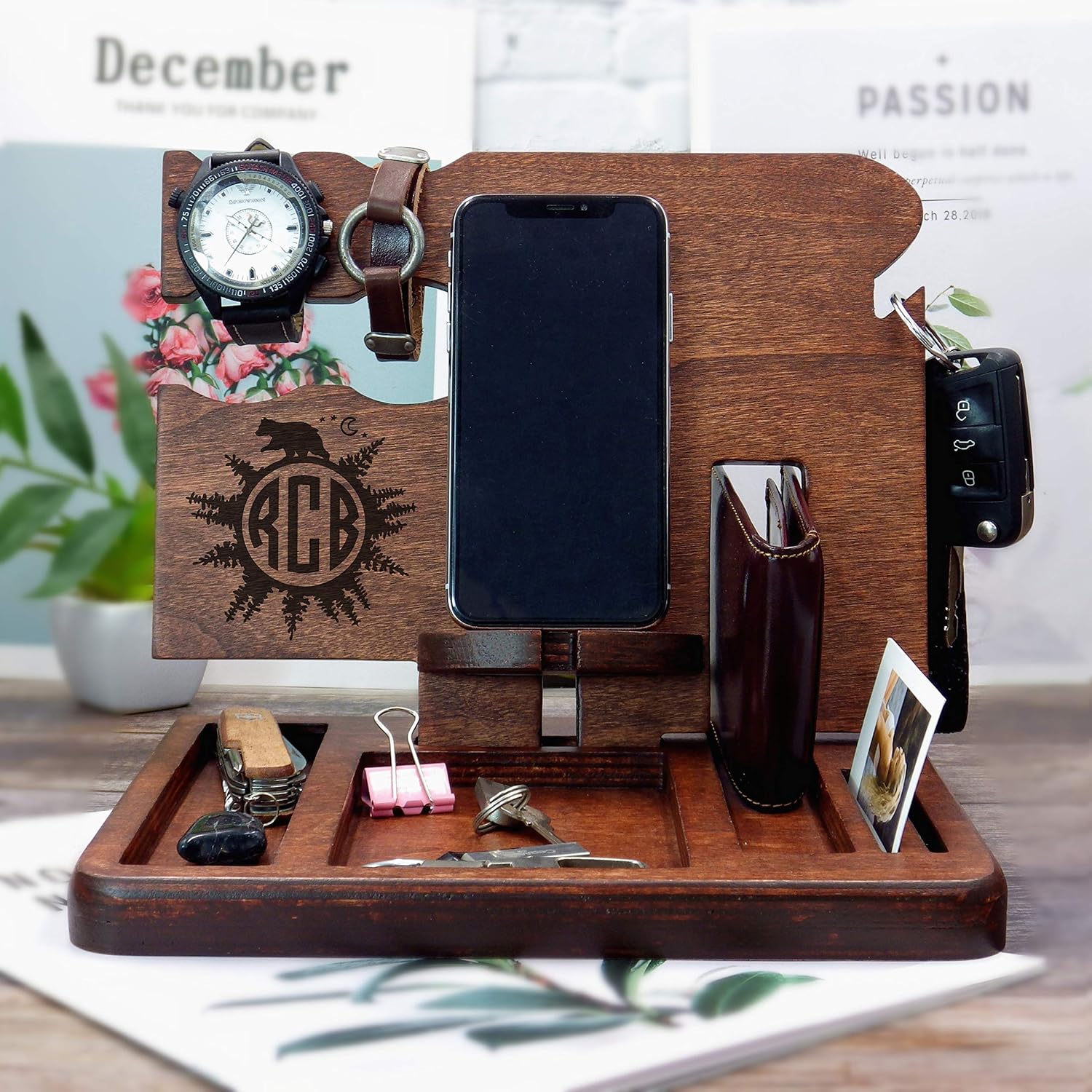wood mens gift,docking station men,Desk 