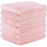 Mother-Earth 6-Pack Bath Washcloths 12"x12" - Soft and Absorbent Face Towels, Quick-Drying Wash Cloths for Sensitive Skin, Premium Quality for Daily Use (Pink)