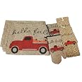 8-Piece Vintage Truck Fall Kitchen Decor Set – Includes Placemats, Towels, Oven Mitt & Pot Holder, In Gift Bag