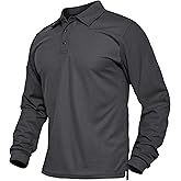 MAGCOMSEN Men's Polo Shirts Long Sleeve Collared Moisture Wicking Performance Golf Athletic Casual Work