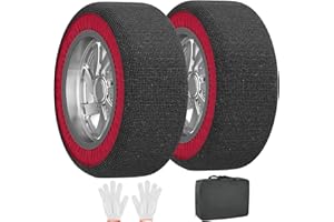 DOCRED Automotive Snow Socks - Great Alternative to Tire Chains, Thickened Polyester Fiber for Maximum Traction & Grip, Fits Car, SUV, Pickup and Truck (Set of 2) - XLarge