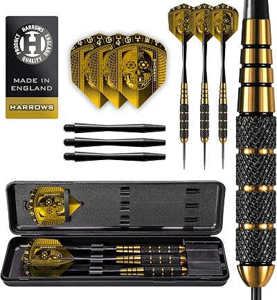 Harrows Voodoo Brass Steel Tip Darts Set 19g 21g 23g 25g 27g with Case