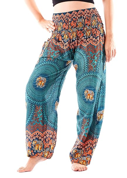 Amazon.com: noonew Mujer Smocked cintura pantalones de yoga ...