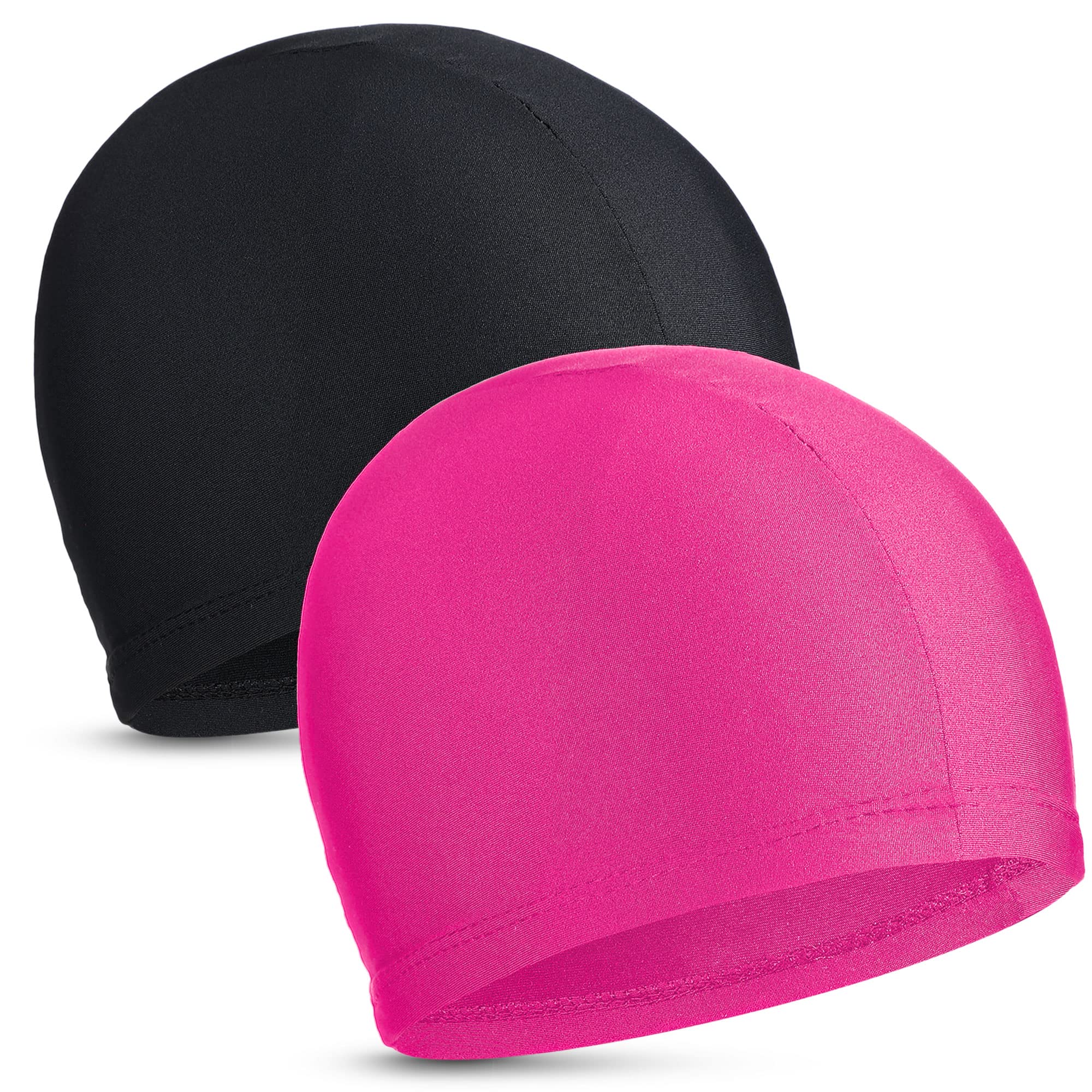 2 Pieces Fabric Swimming Cap Comfortable Elastic Material Swimming Hat Lightweight Bathing Caps for Women Men
