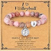 C-leen Volleyball Gifts for Girls Women - Natural Beads Volleyball Bracelet Sports Accessories Stuff Valentines Day Birthday Jewelry Gifts for Ball Lover
