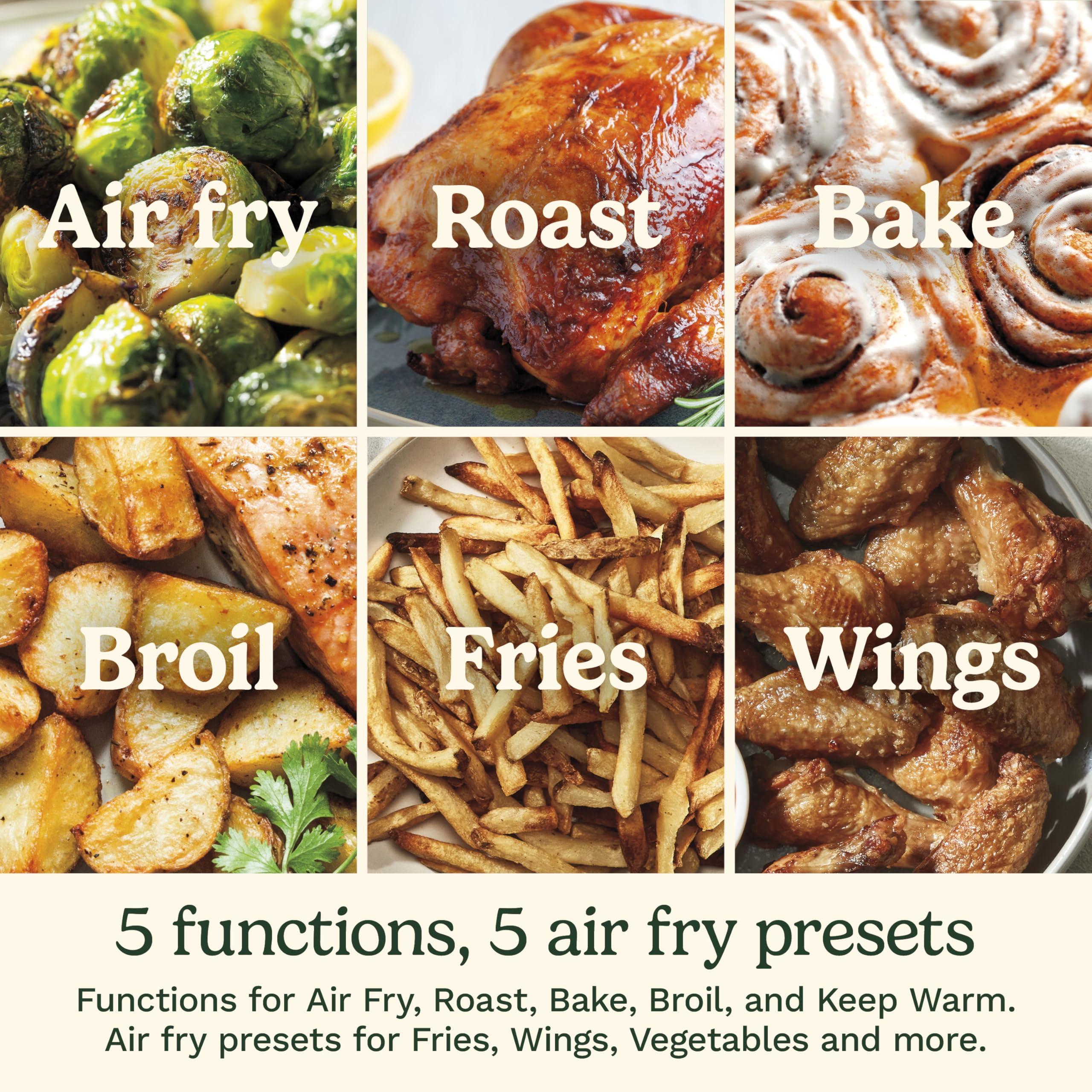 Freidora de aire Cuisinart, cesta grande de 6 cuartos con 5 funciones de cocción para asar, hornear, asar, freír al aire y mantener caliente, 5 preajustes de freidora de aire, piezas aptas para lavavajillas, AIR-200, acero inoxidable y negro