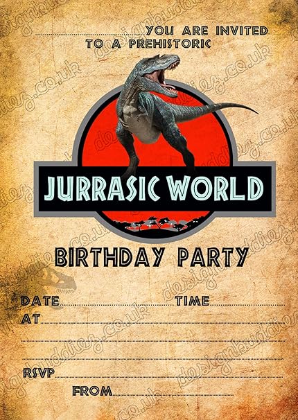 Personalised Jurassic World Invitations Dinosaur Invites With Free Envelopes Greeting Cards Invitations Home Garden Worldenergy Ae