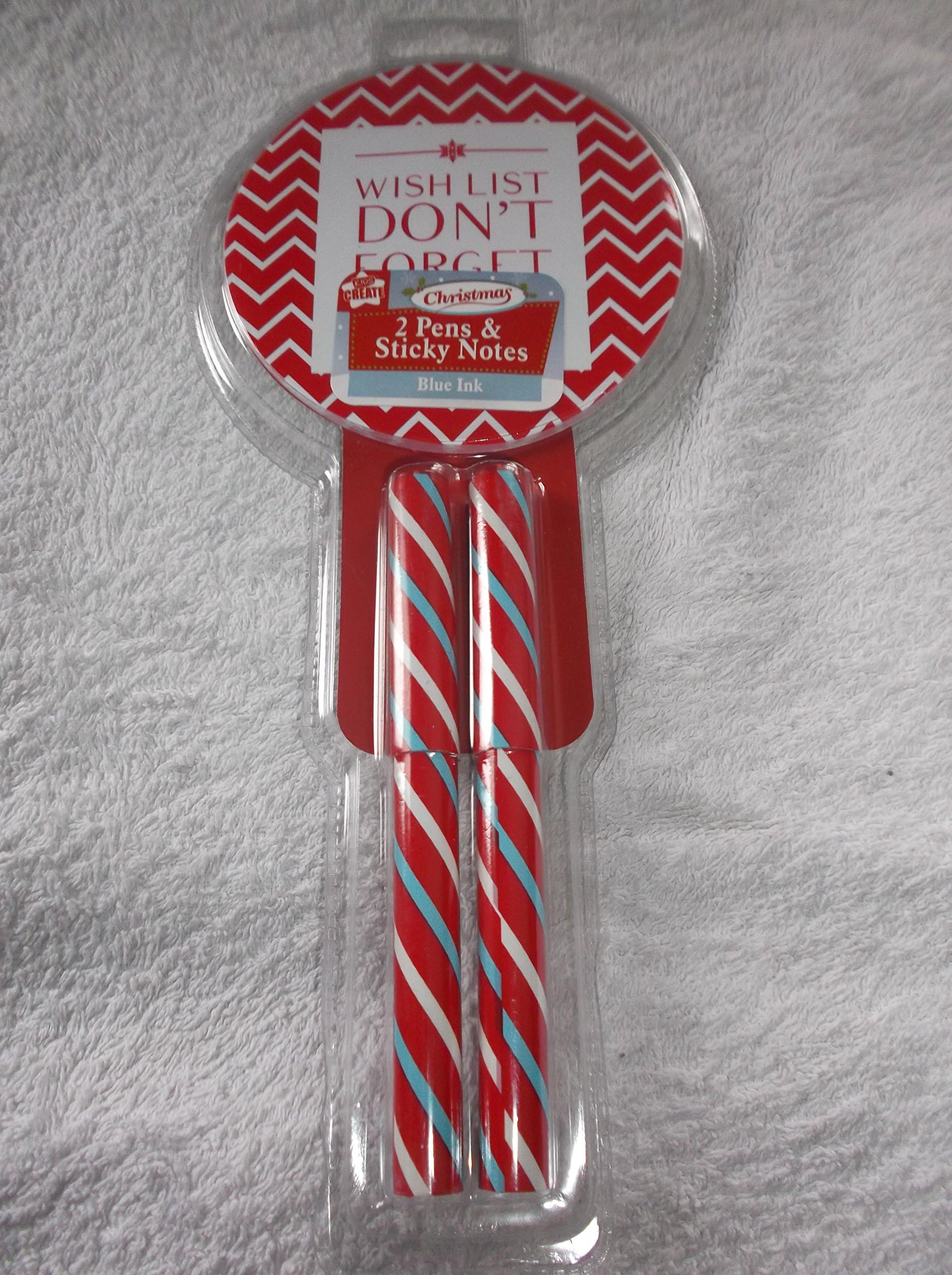 Just Cards 2 Christmas Pens and Sticky Notes Pad (Wish List Dont Forget)- Blue Ink - XPEN