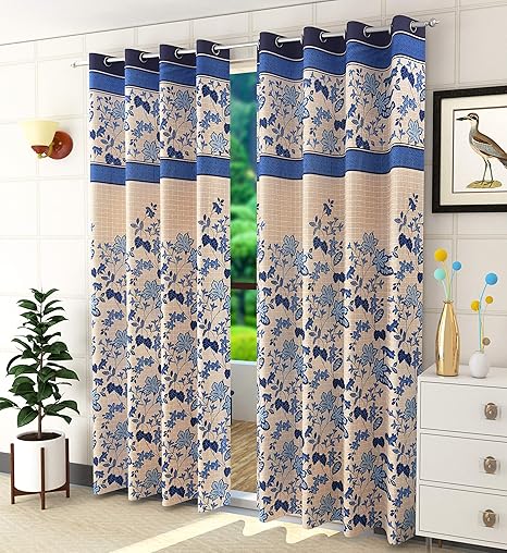 Lavichitra 2 Piece Eyelet Polyester Floral Door Curtain 7 Feet