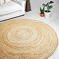 Chardin home Jute Braided Boho Round Rug Natural Jute, 6 feet Round Farmhouse Jute Area Rug, Artisanal Bohemian Handcrafted Home Décor, Perfect for Living Room, Bedroom, Dining Room and Study