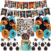 Dungeons Birthday Party Decorations, Gaming Dragons Themed Party Supplies set with Happy Birthday Banner, Cake Cupcake Toppers, Balloons and Stickers for Fans Adults Party Decorations