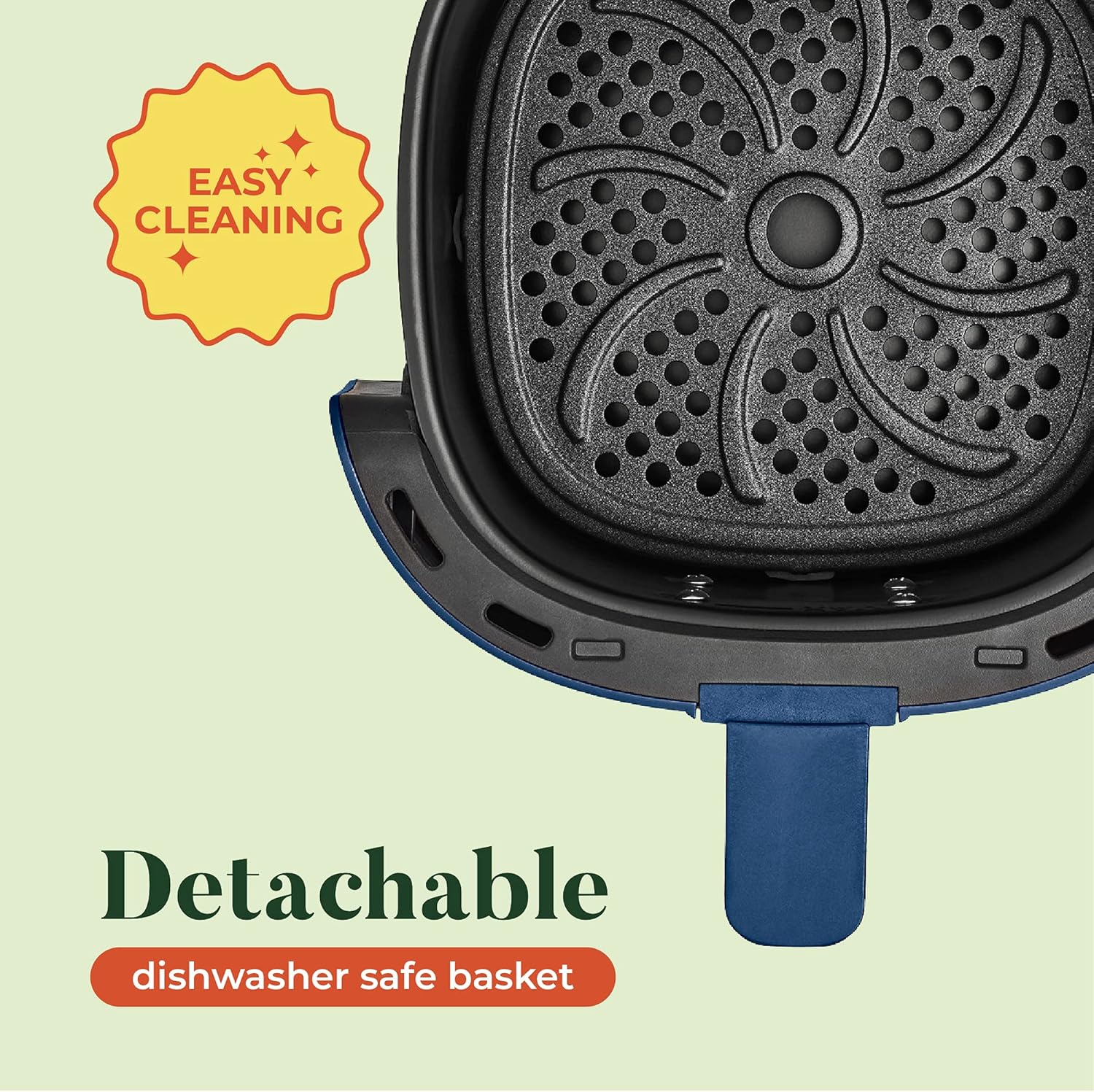 BELLA 2.9QT Manual Air Fryer, No Pre-Heat Needed, No-Oil Frying, Fast Healthy Evenly Cooked Meal Every Time, Removeable Dishwasher Safe Non Stick Pan and Crisping Tray for Easy Clean Up, Matte Blue: Kitchen & Dining