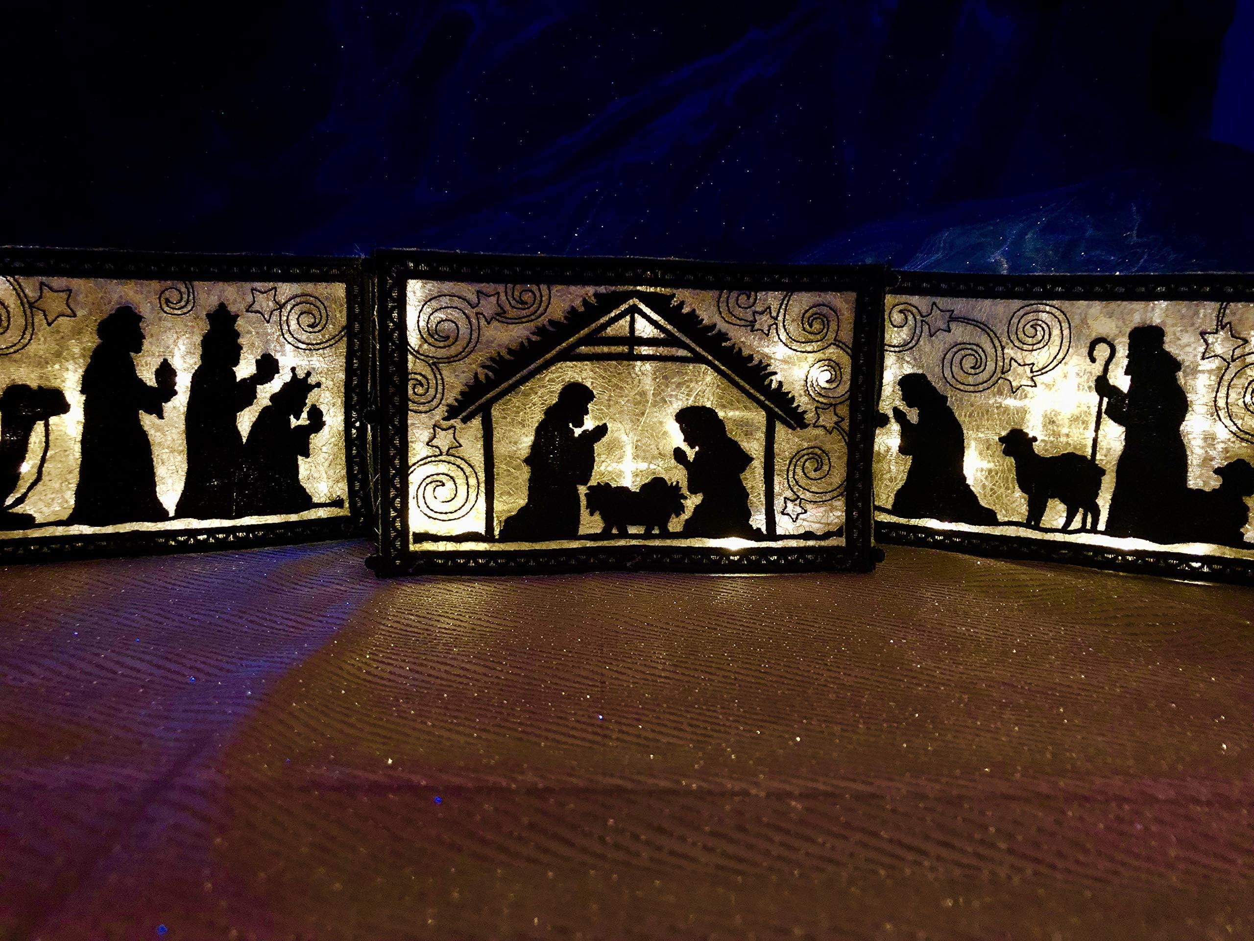 3 Piece Lighted Nativity Scene indoor, Lighted Tabletop Nativity Set in