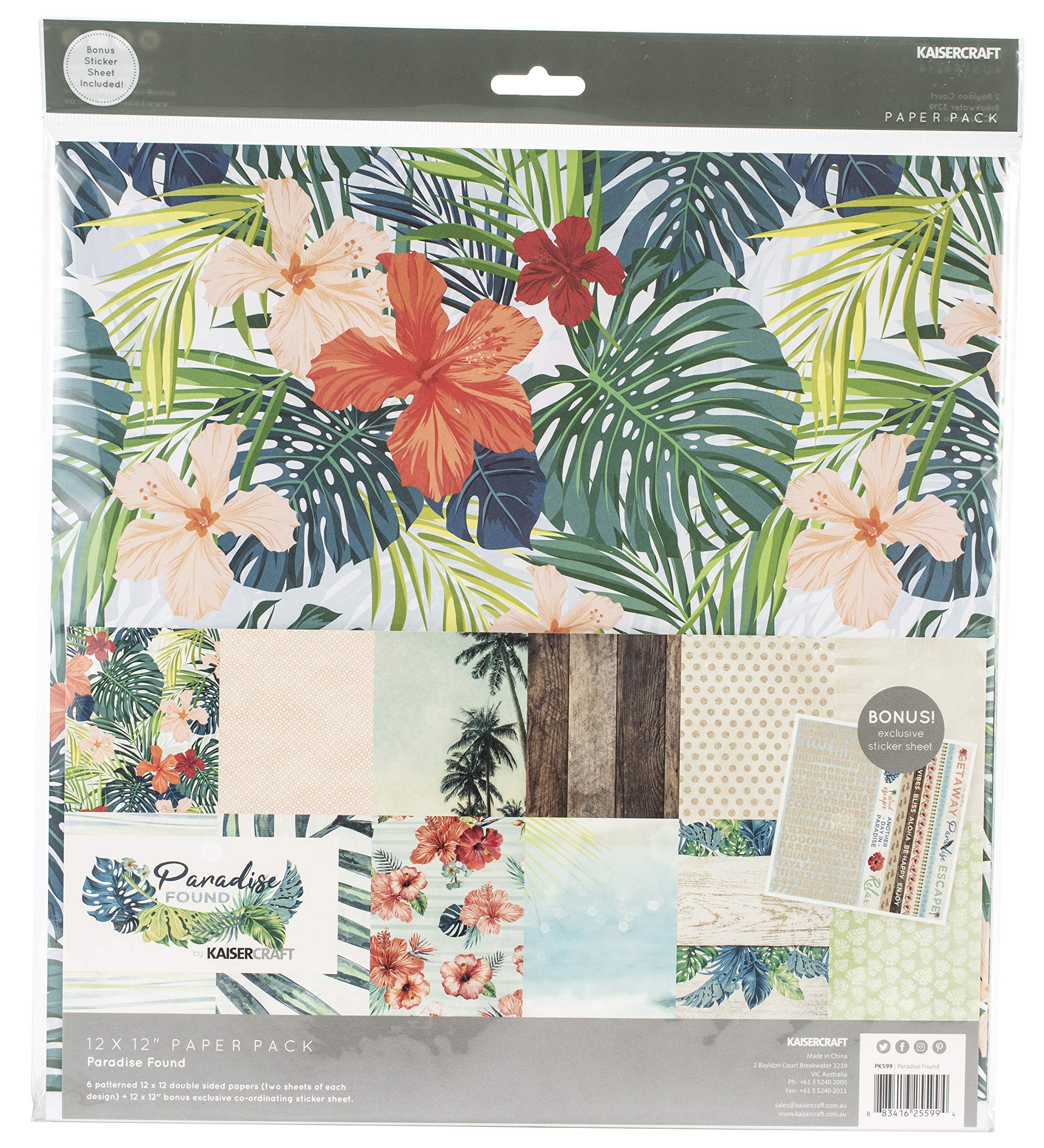 Kaisercraft Paper Pack 12"X12" 12/Pkg-Paradise Found