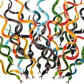 Blulu 24 Pcs Small Plastic Snakes Bulk 4" Halloween Rubber Fake Snakes Toys | Realistic Snake for Garden to Keep Birds Away, Assorted Color Playing Jokes Prank Stuff Props, Halloween Party Favor Supplies