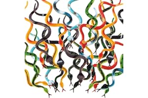 Blulu 24 Pieces Small Plastic Snakes Realistic Rubber Fake Snake 4 Inch Assorted Colorful Toys for Garden Prank Prop Scare Birds Halloween Party Favors