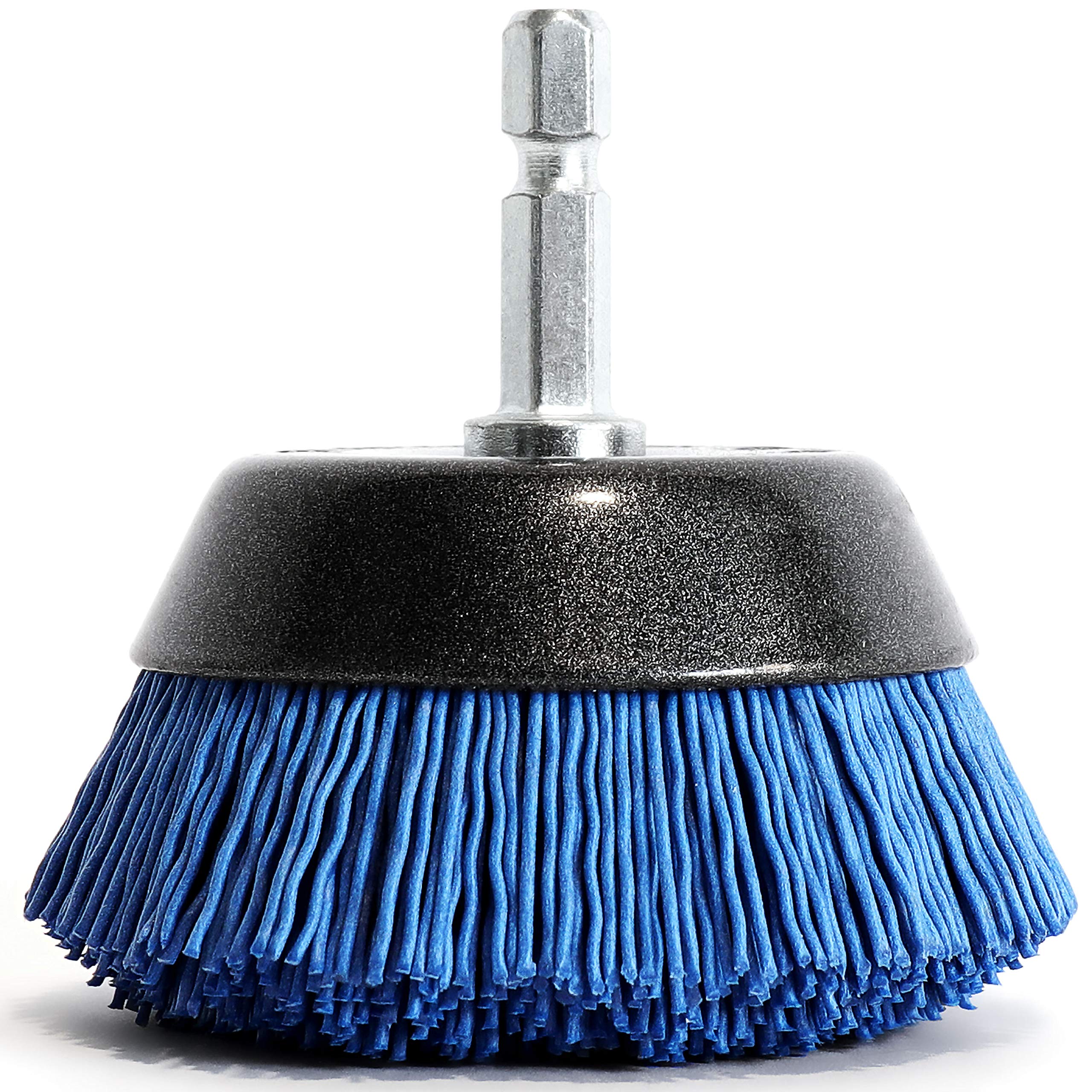 S&R Pot Wire Brush/Drill Bit 65mm - Hexagonal Shaft 1/4' (6.35mm) with Fine Nylon Wire - Professional Cleaning and Polishing for Wood, Metal, and More