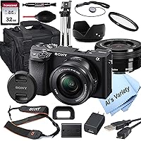 Sony Alpha a6400 Mirrorless Digital Camera with 16-50mm Lens + 32GB Card, Tripod, Case, and More (18pc Bundle)