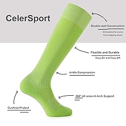 CelerSport 2 Pack Soccer Socks for Youth Kids Adult