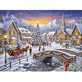 Village Christmas 500 Piece Puzzle for Adults - Vermont Christmas Company | Fun Holiday Puzzles. Premium Puzzle Board. Fully Interlocking Pieces. Stress Relieving and Relaxing.