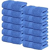 Infinitee Xclusives Luxury Wash Cloths for Showering [13x13] – 100% Cotton Washcloths [Pack of 12], Soft and Absorbent Face Towels for Bathroom Wash Clothes, Gym, and Spa (Eloquent Blue)