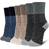 Time May Tell Womens Merino Wool Thermal Socks Warm Cushioned Boot Socks for Winter, Hiking & Outdoor Activities 3 Pack