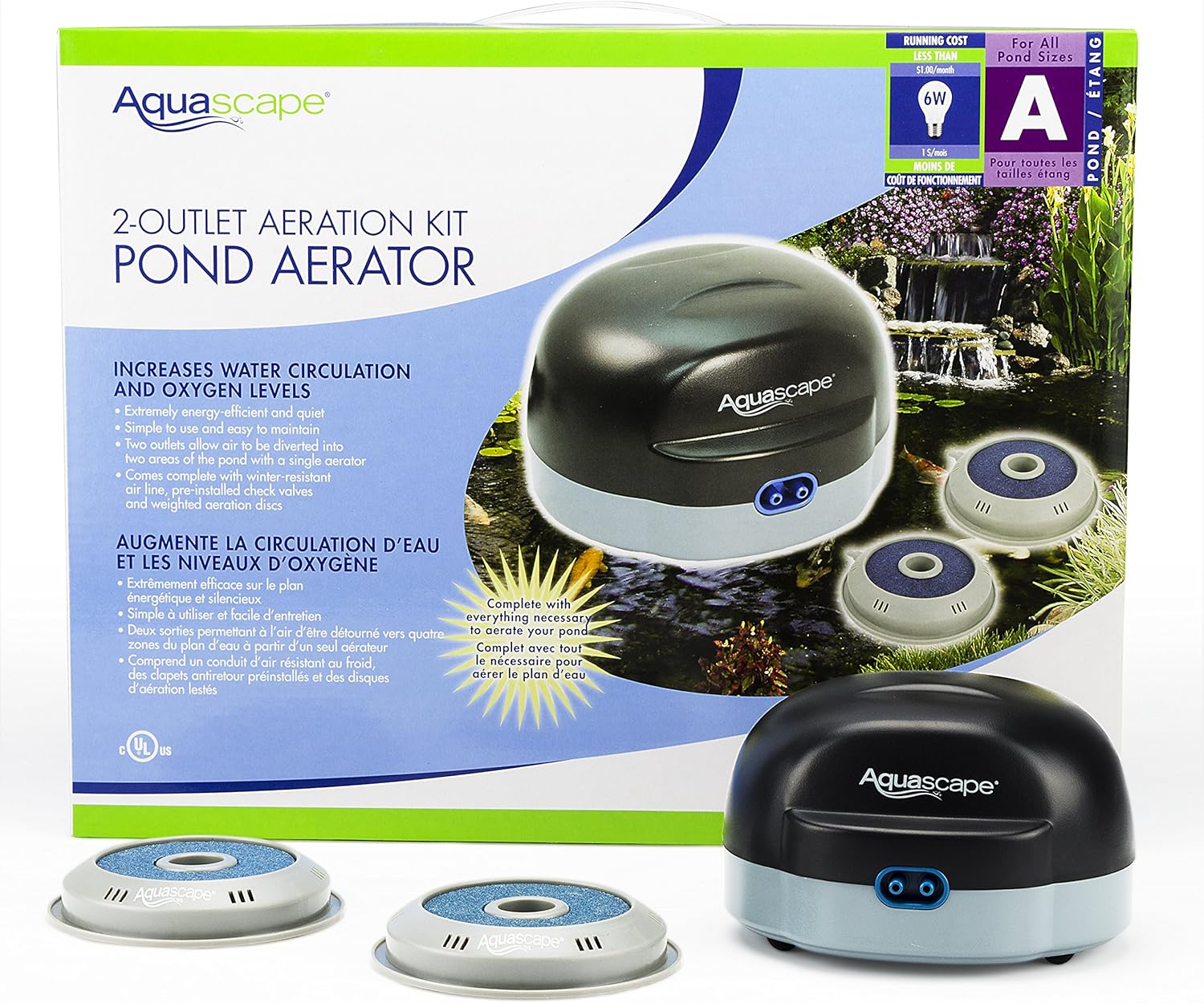 Aquascape 75000 Pond Air 2 (Double Outlet Aeration Kit) : Pond Water Pumps : Garden & Outdoor