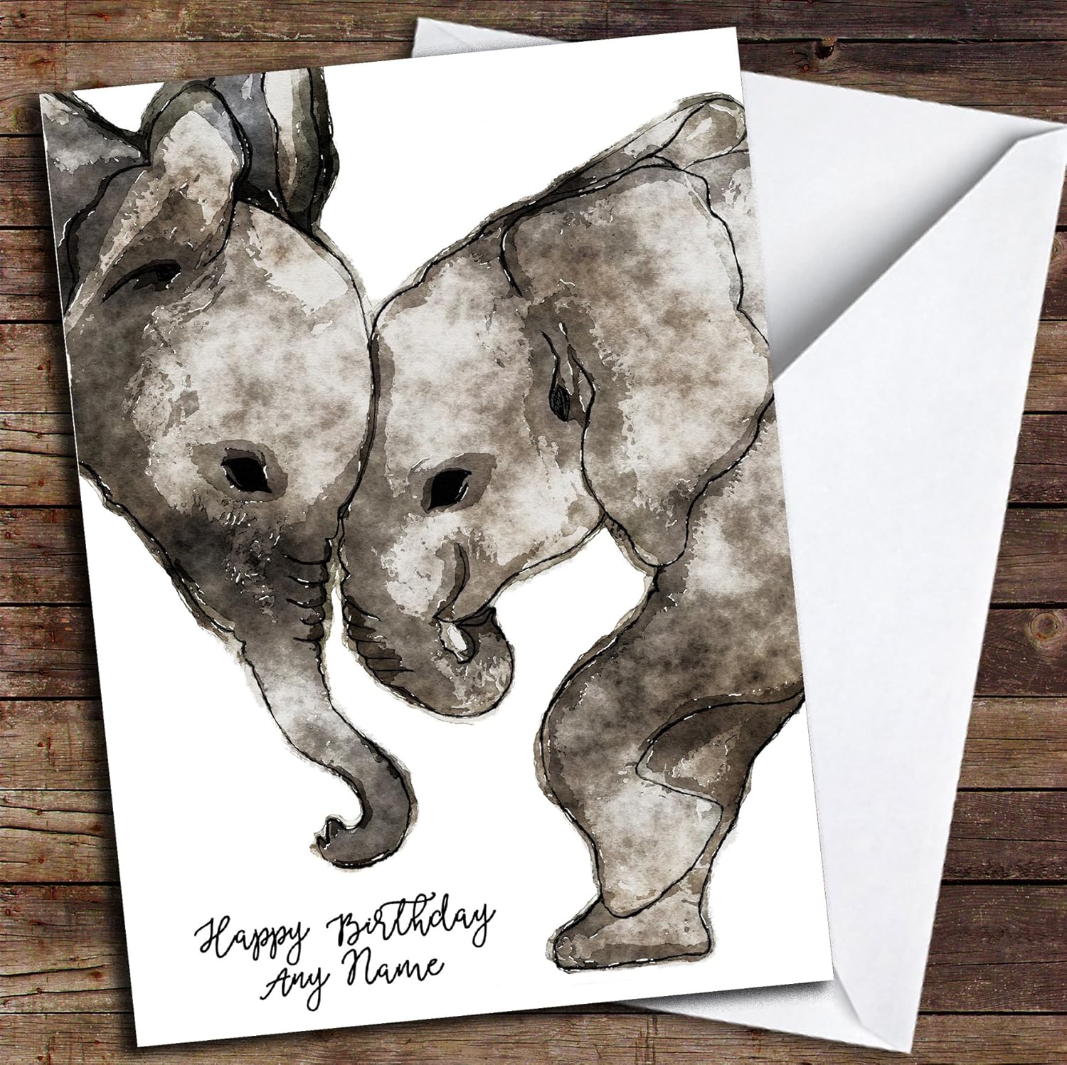 Amazon Com Watercolour Elephants Simple Personalized Birthday
