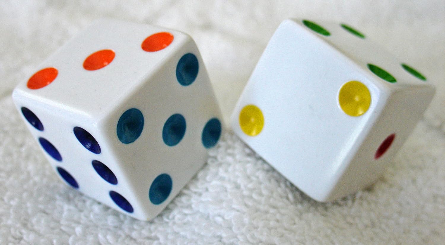 NONLabel 1" Huge MultiColored Opaque Dice Pair Toys & Games