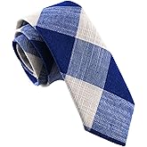 ZENXUS Cotton Skinny Tie for Men, Slim Neckties Plaid and Striped