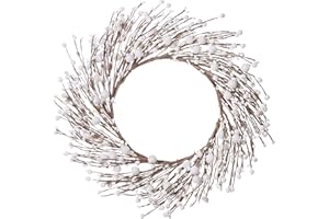 J'FLORU J’FLORU 15 Inches White Berry Wreath,Christmas Wreath Winter Wreaths for Front Door Pip Berry Wreaths for Home Christmas Winter Decor