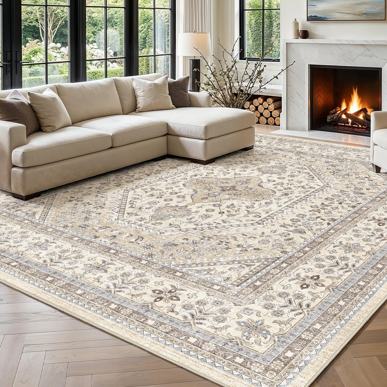 Puino 11x11 Square Washable Area Rug