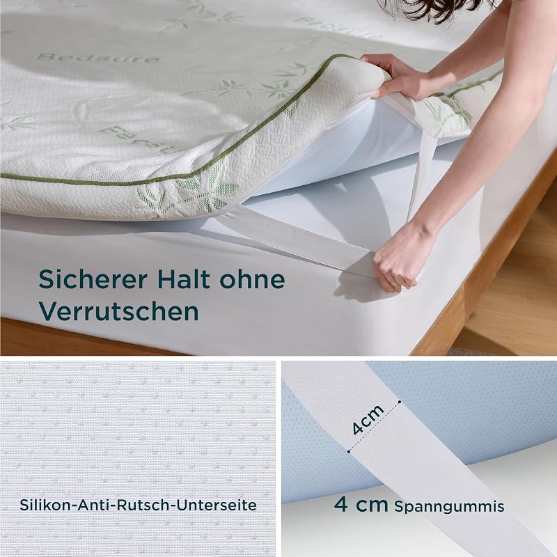 Matratzen Topper 90x200cm H2/H3 - Atmungsaktiver Bambusbezug 7 cm