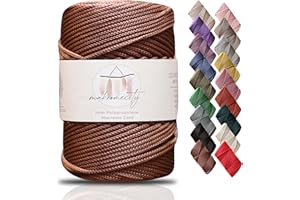 Makromecity, Premium Polyester Macrame Cord 3mm x 131 Yards (394 feet) 3mm Polypropylene Copper Macrame Cord Crochet Macrame Bag Cord Crafts for Wall Hangings, Bags, Underplate, Rug