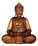 G6 COLLECTION Wooden Serene Sitting Buddha Statue