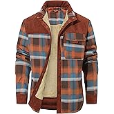 Zaitun Men's Sherpa Lined Flannel Corduroy Plaid Shirt Long Sleeve Button Up Jacket Fleece Coat For Men With Pocket