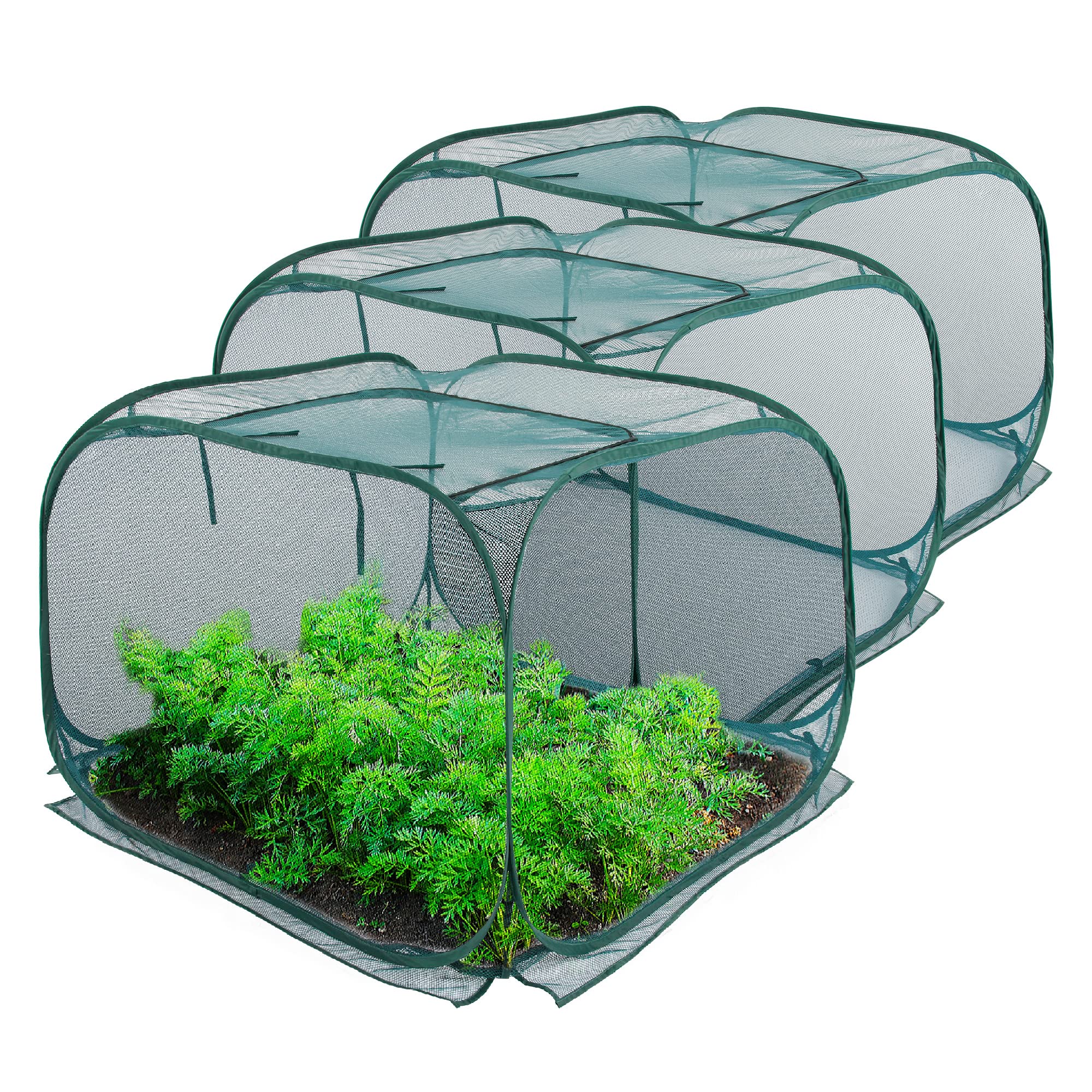 Photo 1 of ANC POP 3 Pack Pop Up Mesh Plant Cover, Plant Protector for Raised Garden & Flower Bed, Net Cage Plant Guard for Fruits, Vegetables, Seedlings and Herbs, 8 Ground Stakes for Fixing.