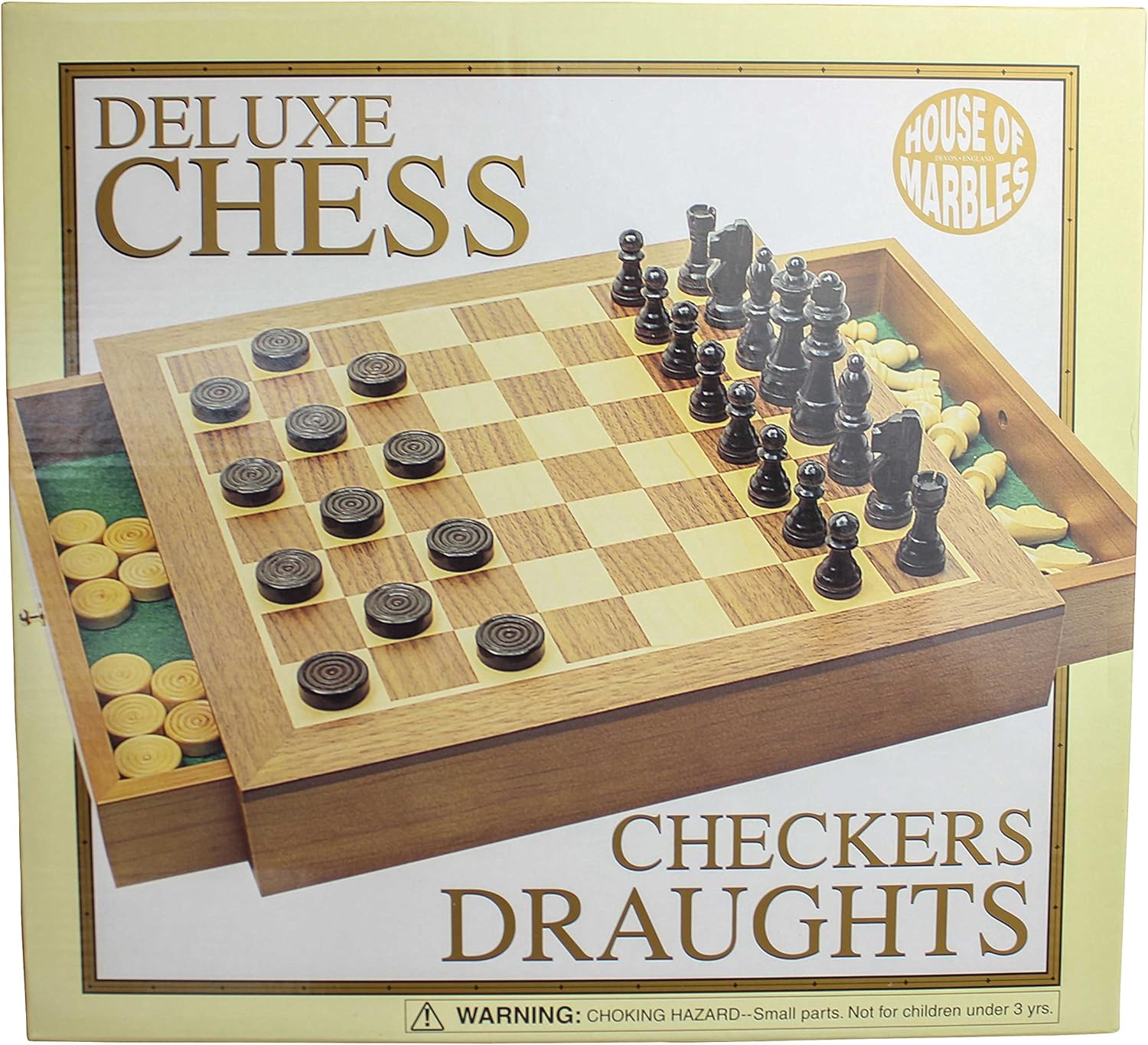 House of Marbles Deluxe Wooden Chess & Draughts Set Amazon.co.uk Toys
