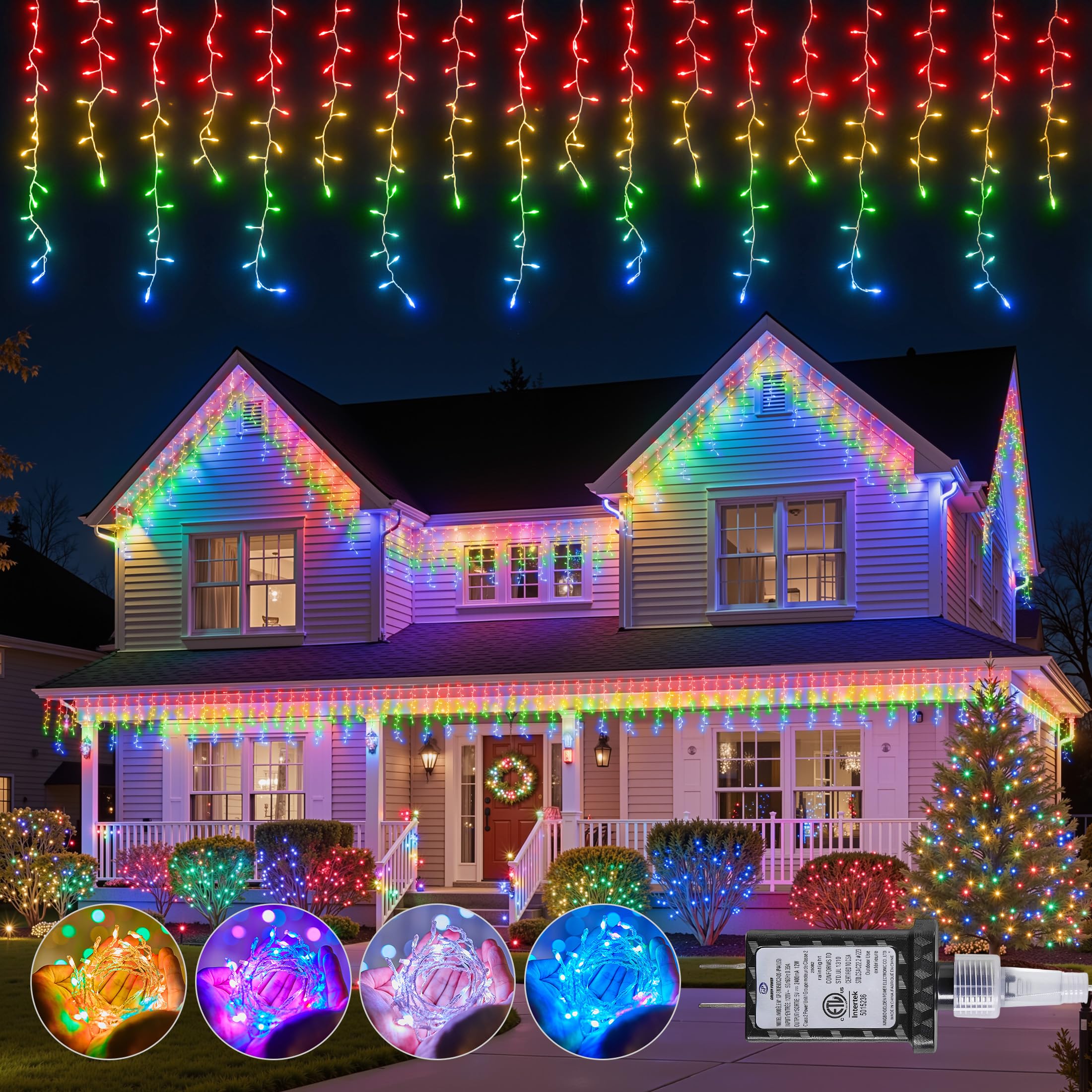 Photo 1 of 2025 New Colorful Twinkling Icicle Lights for Outside - 2PACK Total 66 ft 840LED Christmas Lights Outdoor - Waterproof Icicle for House Roof Garden Deck Balcony Porch Pathway Party Holiday Indoor