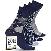 Pembrook Diabetic Dress Socks for Men - 4 Pairs Odor Free Stylish Diabetic Socks for Men Work | Mens Diabetic Socks Casual